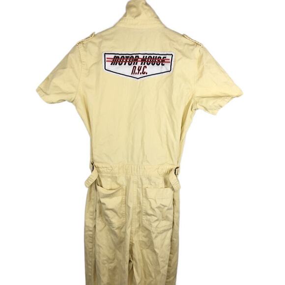 Forever 21 Patch Graphic Utility Jumpsuit Women's Size S Motor House NYC Yellow - Picture 3 of 8